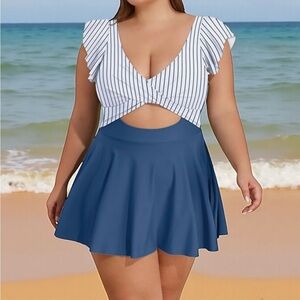🌊 Beach Babe Vibes | B2prity Swimdress 2XL | Ruffle + Cutout + Skirt